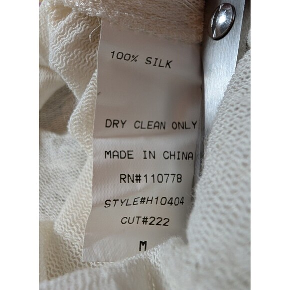 Anthropologie Hazel Embellished Gauzy Silk Top Size M Cream Blouse Artsy Boho - Picture 5 of 10